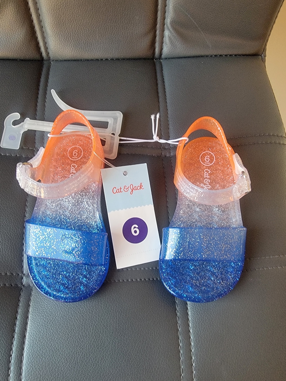 Toddler Girls' Striped Casual Sandals - Cat & Jack Blue/Clear/Red Size 6